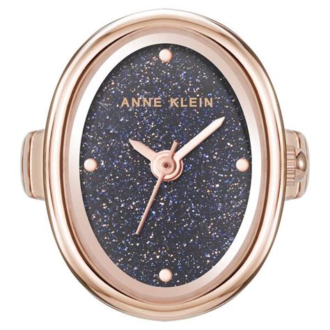 Buy Online Anne Klein Quartz Analog Blue Dial Rose Gold Metal Ring ...