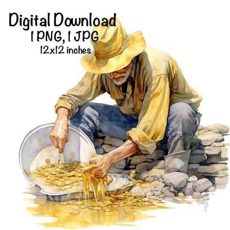 Gold Panning PNG Gold Mining Clipart Outdoor Gold Panning Watercolor ...