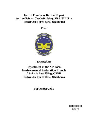 Fillable Online FINAL FOURTH FIVE YEAR REVIEW REPORT FOR TINKER AIR ...