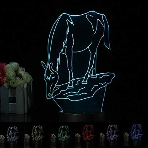 3D Illusion Horse 7 Color Change Touch Switch Night Light LED Desk Lamp ...