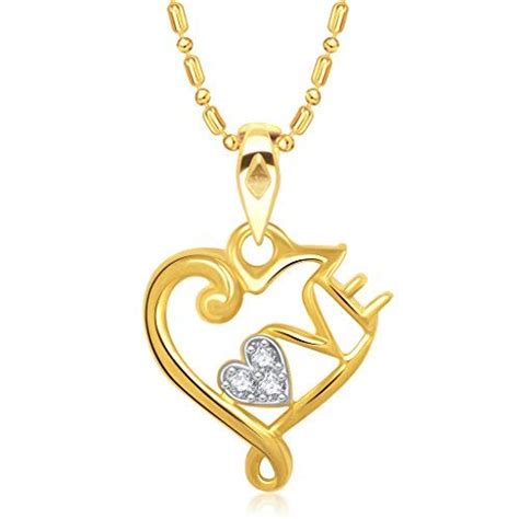 V. K. Jewels Cubic Zirconia Pendant for Women (Golden) (vkp1442g ...