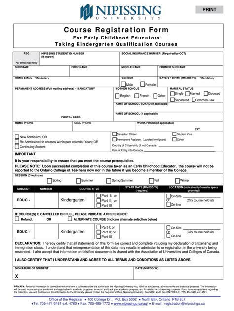 Fillable Online nipissingu encouraged to register Fax Email Print ...