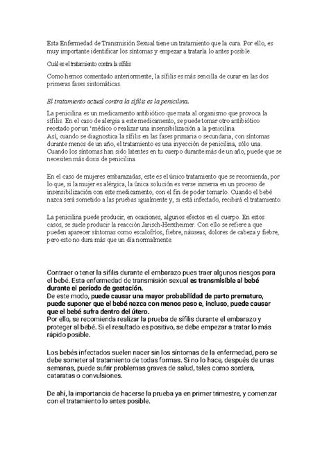 Tratamiento DE Sifilis - Esta Enfermedad de Transmisión Sexual tiene un ...