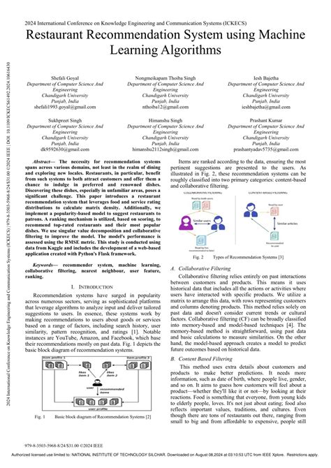 Image result for Recommendation System Machine Learning Research Paper