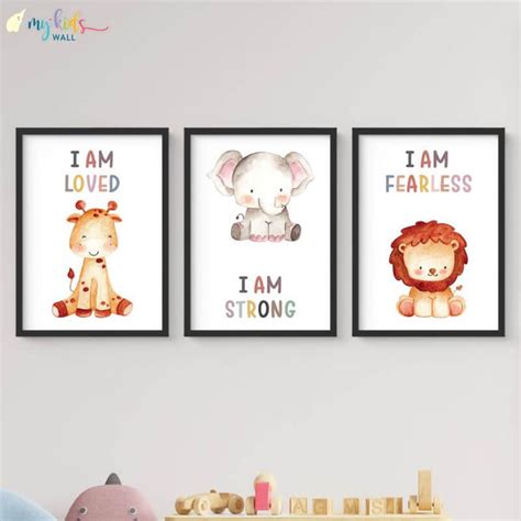 Cute Animals with Positive Affirmations Wall Art (Framed) – My Kids Wall
