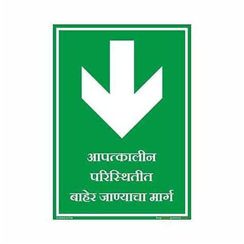 Buy buysafetyposters.com - Emergency Exit Sign with Down Arrow Sign in ...