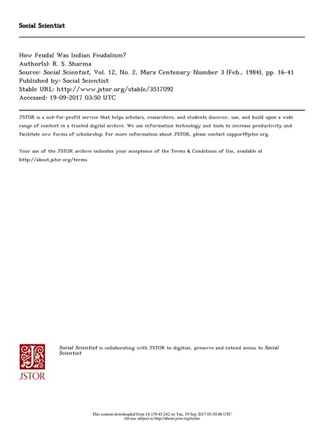 UNIT 1. (c) R S Sharma How Feudal Was Indian Feudalism - Social ...