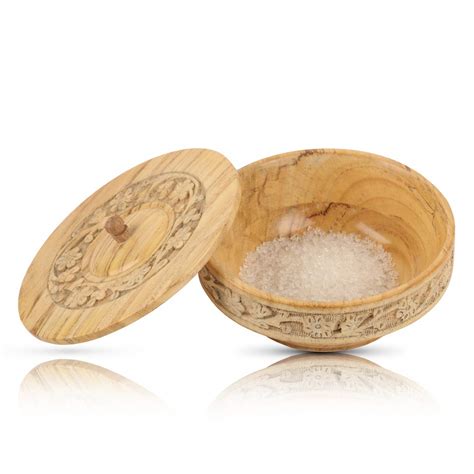 Buy Beautiful Handmade 6" Decorative Wooden Snack Serving Bowl With Lid ...