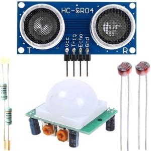 REES52 Combo of PIR HC-SR501+ Ultrasonic Sensor HC-SR04 + LDR and 3K ...