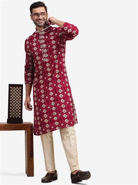 Diamond Red Kurta for Men – The Kurta Company
