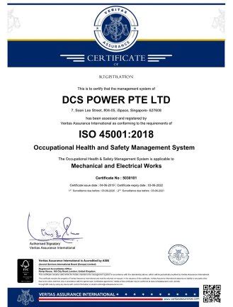 Qualification &certificate - DCS POWER PTE Ltd.