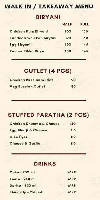 Menu at Sultan'z Biryani, Samosa & More, Pune