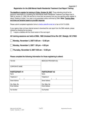 Fillable Online ncdhhs Appendix C Registration for the 2008 Mental ...