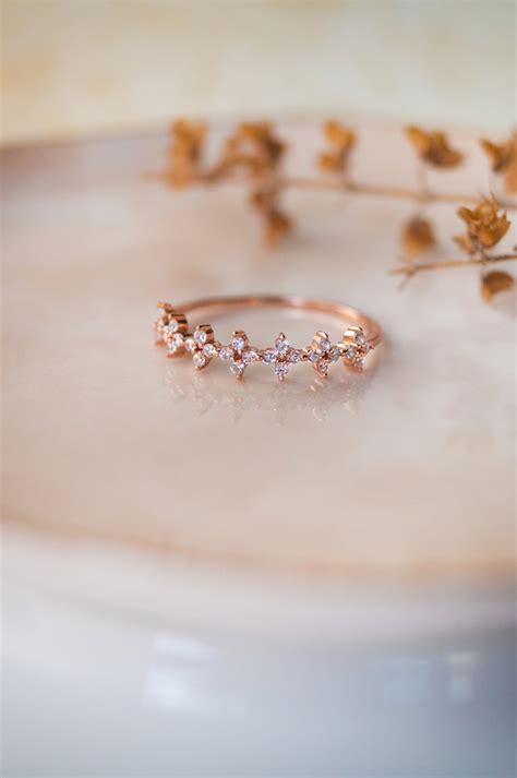 Dainty Flower Garland Rose Gold Plated Sterling Silver Band Ring | 925 ...