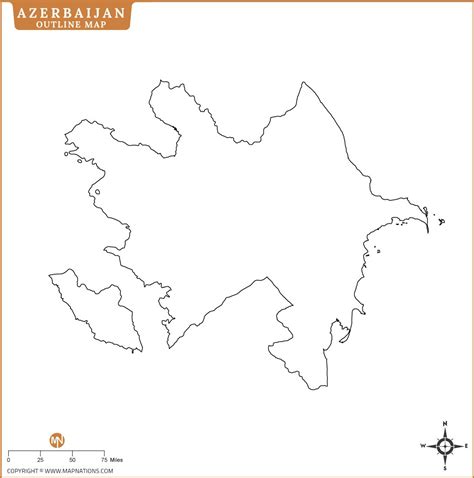 Azerbaijan Outline Map, Blank Map of Azerbaijan