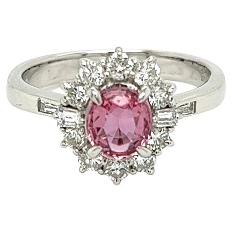 Pink Sapphire Diamond Platinum Ring at 1stDibs
