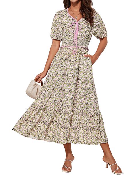 Casual Summer Dresses for Women 2025 Floral Flowy Long Midi Dresses ...