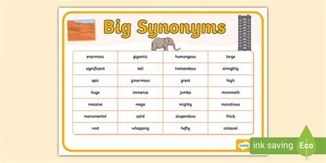 Big Synonyms Word Mat KS1, Synonyms for Big (teacher made)