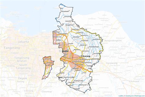 Sample maps of Bekasi generated with map cropping (masking) tool.