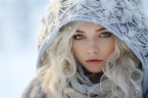 Portrait of the snow maiden on snowy background | Premium AI-generated ...