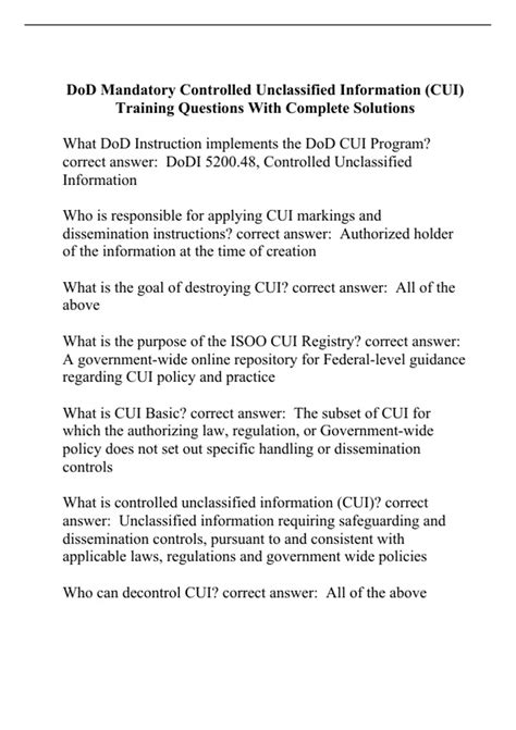 DoD Mandatory Controlled Unclassified Information (CUI) Training ...