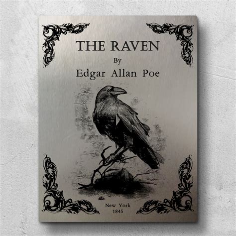 The Raven by Edgar Allan Poe wall art metal panel. Literary Wall art w ...