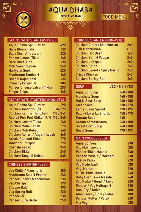 Menu at Aqua Dhaba Best Family Resto BAR Mira Road, Mira Bhayandar