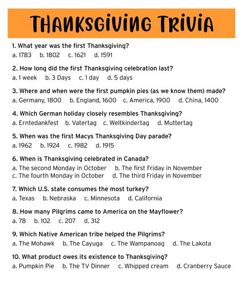 Thanksgiving Trivia - 11 Free PDF Printables | Printablee