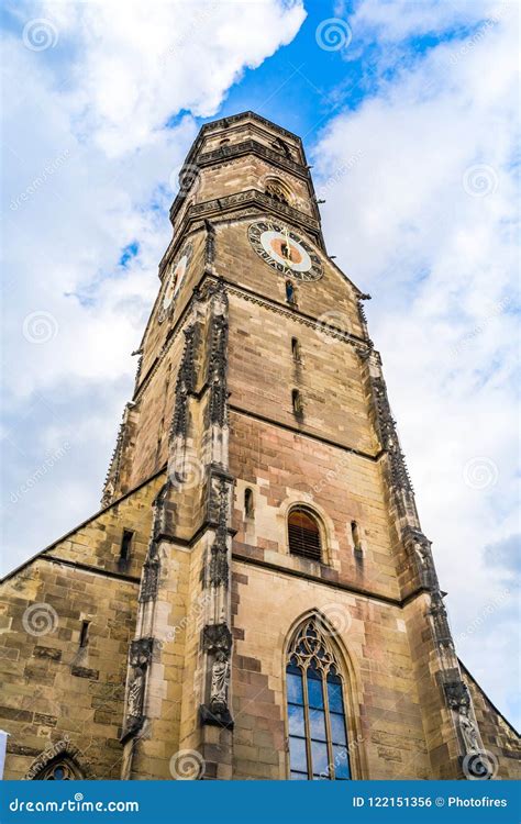 Clock Tower of Stiftskirche Church in Stuttgart, Germany Stock Photo ...