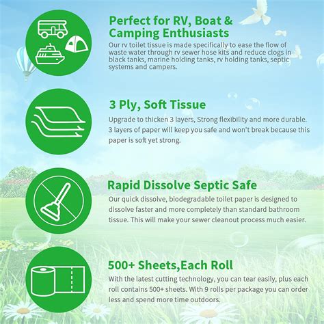 Buy Rapid Dissolving RV Toilet Paper Septic Safe, Camping Toilet Paper ...