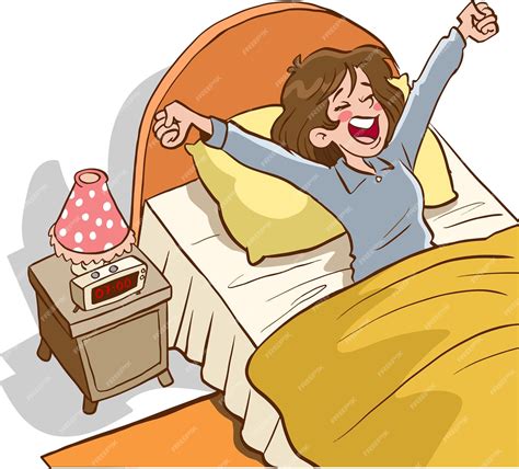 Mujer joven despertando fresca en la mañana | Vector Premium