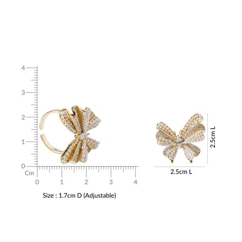 Ring Online - Premium Pearled Butterfly Statement Ring Gold | Nestasia