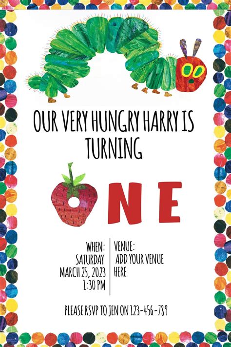 Very Hungry Caterpillar Printable Birthday Invitation