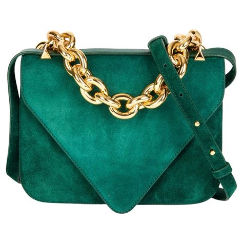BOTTEGA VENETA Emerald Green Suede Small Mount Shoulder Bag at 1stDibs ...