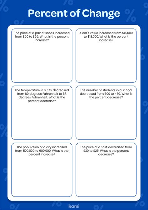 Percent of Change Worksheet for Teachers | Perfect for grades 3rd, 4th ...