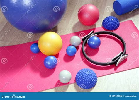Balls Pilates Toning Stability Ring Roller Stock Photo - Image of floor ...