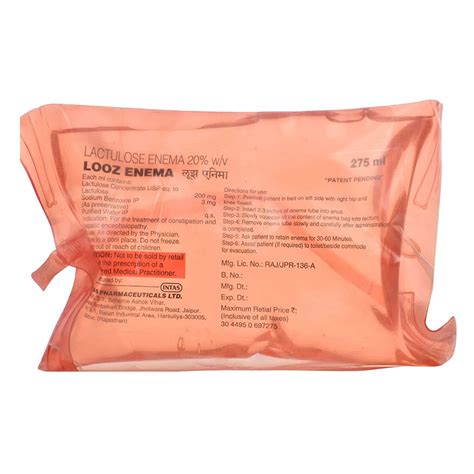 Looz Enema 250 ml Price, Uses, Side Effects, Composition - Apollo Pharmacy