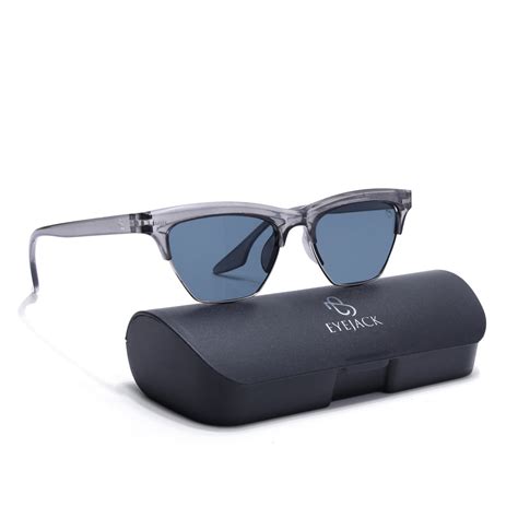 Eyejack Shine Grey Half Rim Sunglasses for Men & Women (2829CL1210 ...
