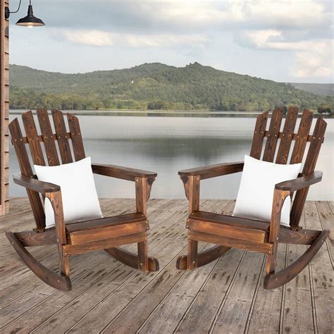 Amazon.com: FURNDOOR 2PCS Patio Rocking Chair - Adirondack Rocker Chair ...