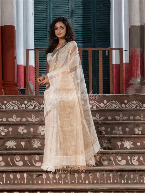 Off White Silk Matka Handwoven Jamdani Saree – angoshobha
