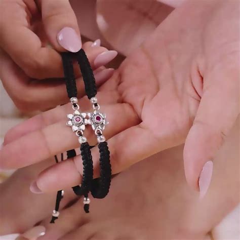 Black thread flower 925 Sterling Silver Anklets - Valentine's Gift – Zavya