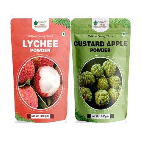 LYCHEE (litchi) Powder + Custard Apple Powder Natural Spray Dried 200g