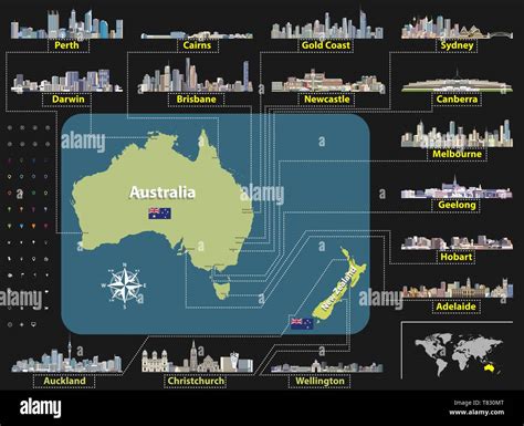 Australia and new zealand map hi-res stock photography and images - Alamy