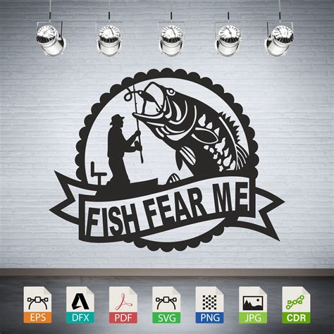 Fish Fear Me Fishing Vector SVG DXF