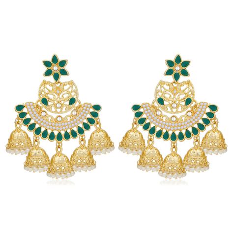 Sukkhi Exotic Pearl Gold Plated Floral Chandbali Earring For Women ...