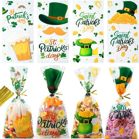 Amazon.com: 50 Pcs St. Patrick's Day Cellophane Bags, 5 x 10.5 Inches ...