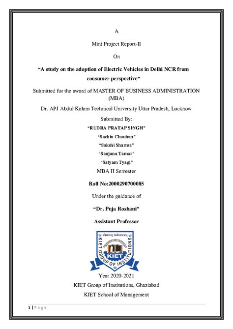 "MBA Mini Project-II: Consumer Adoption of Electric Vehicles in Delhi ...