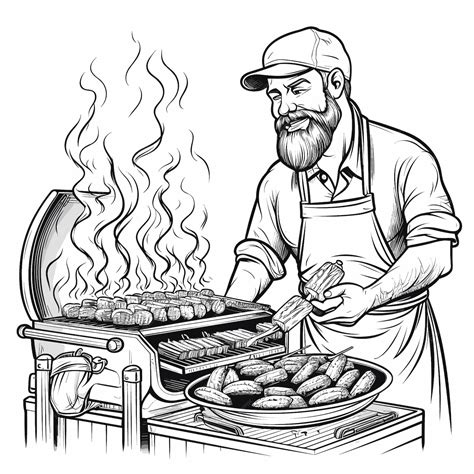 Барбекю курильщик гриль человек логотип иллюстрация векторное искусство ...