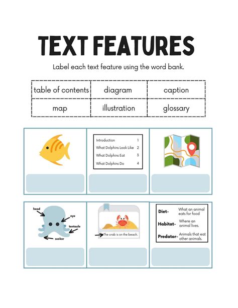 Image result for Identifying Text Features Worksheet