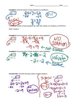 Image result for Solving Systems by Substitution Notes